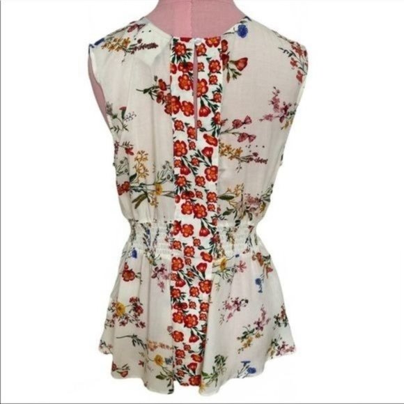 Farm Rio for Anthropologie Smocked Sleeveless Blouse in Ivory Size XS NWOT - Picture 8 of 13